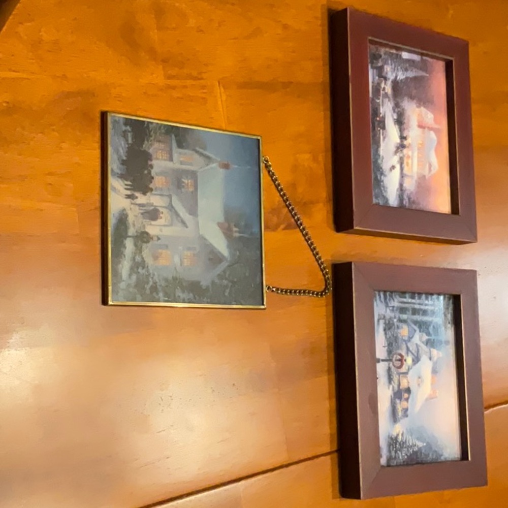 Thomas Kinkade Framed Winter Scene Wall Art Set and suncatcher